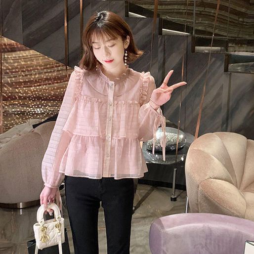 Áo Sơ Mi Chiffon Tay Dài Che Bụng Thời Trang Xuân Thu Cho Nữ Size 3Xl