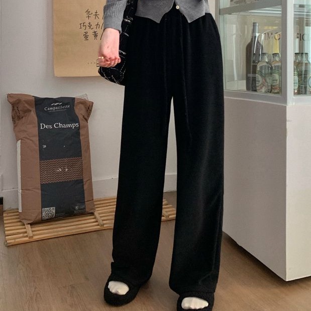 SUXI Quần ống rộng Lưng Cao Thiết Kế Đơn Giản Thời Trang Cho Nữ