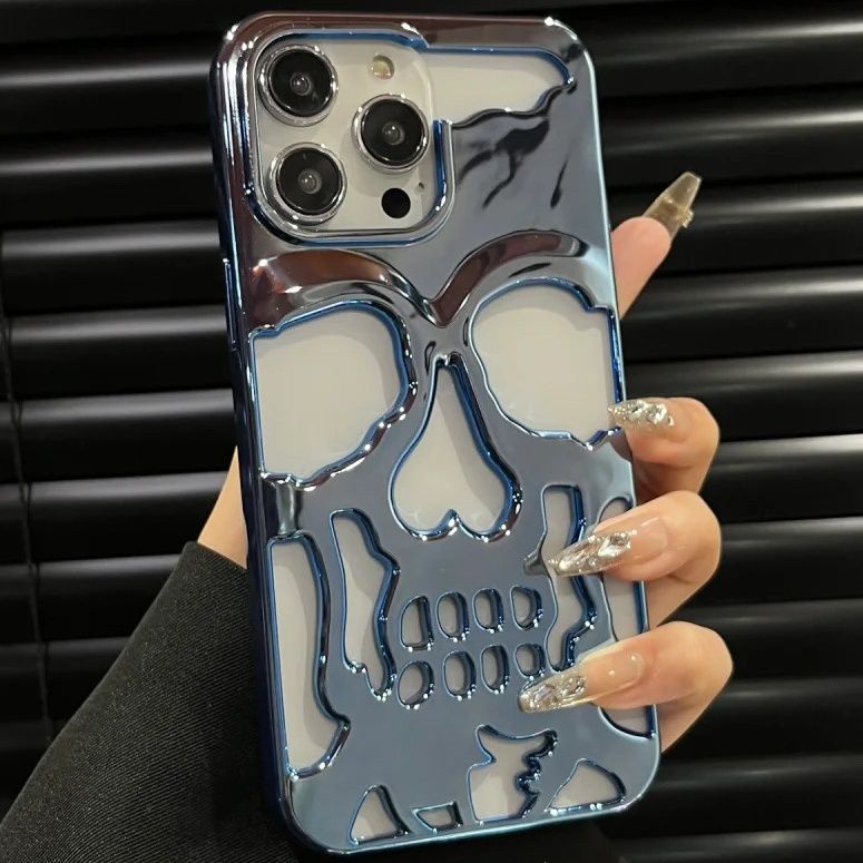 Ốp Điện Thoại Mạ Điện Hình Đầu Lâu Vui Nhộn Cho iPhone 14proMax 13 12 11