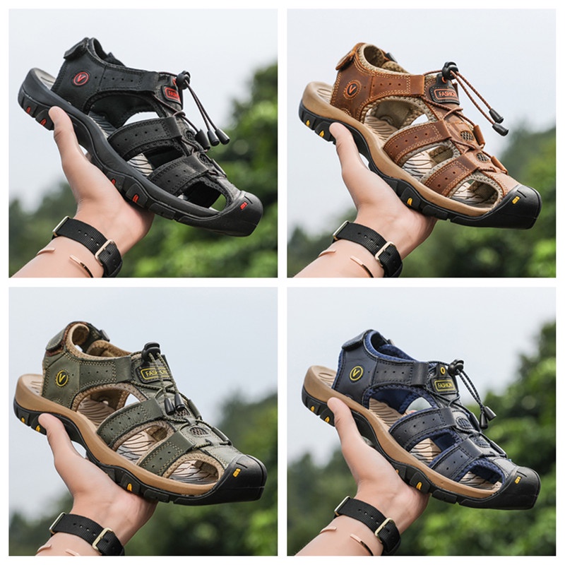 Giày Sandal Da Bò Hai Lớp Thoáng Khí Thời Trang Mùa Hè 2023 Cho Nam