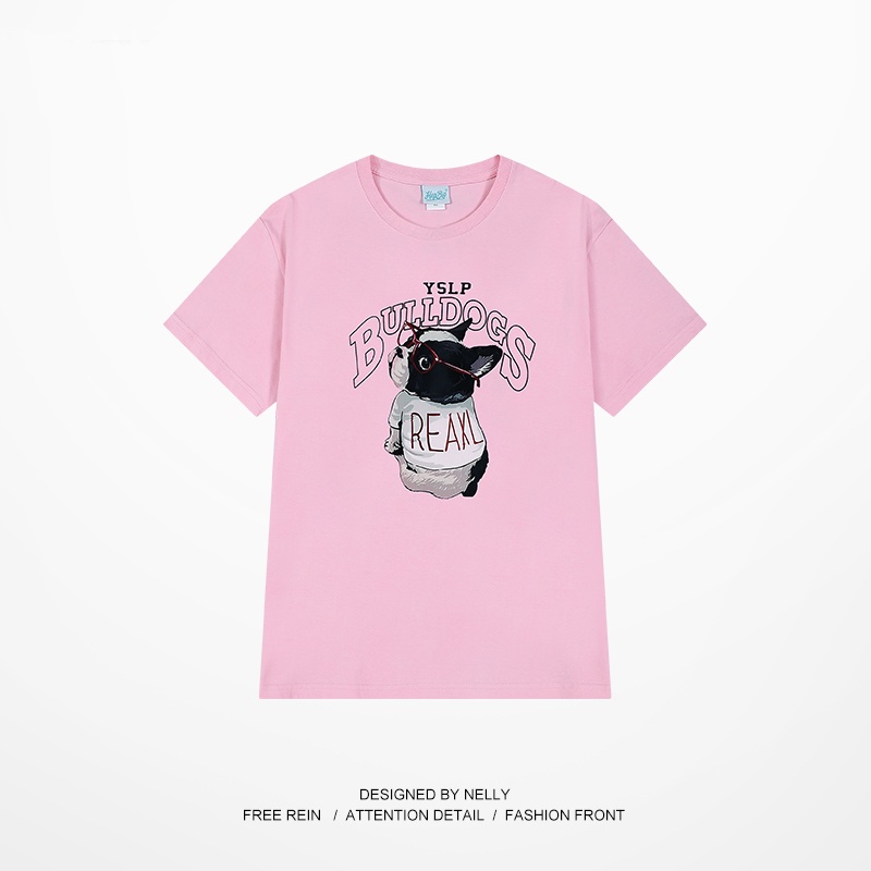 Áo thun Nelly ngắn tay in hình "BULL DOGS" áo phông