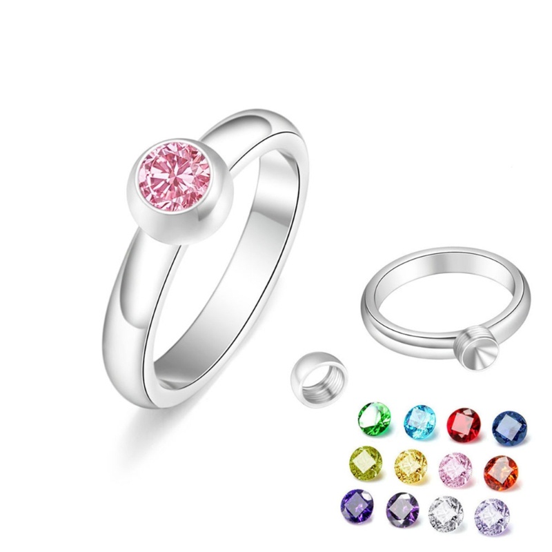 Nhẫn Đính Đá Zircon Thời Trang Với 12 Màu Khác Nhau
