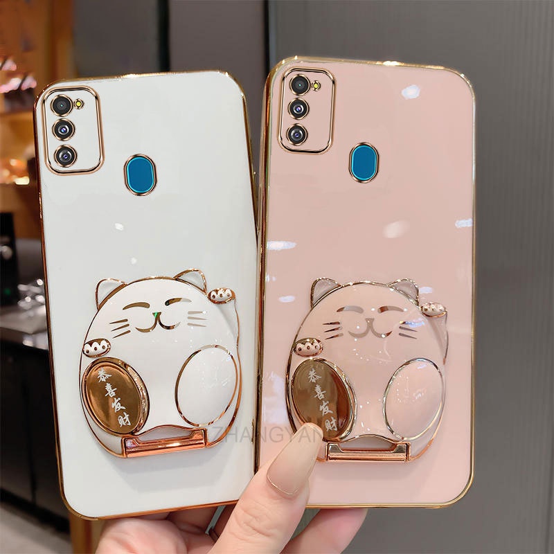ốp lưng Samsung M30S M31 M32 M42 ốp điện thoại TPU Silicon Mềm Họa Tiết Mèo 3D Có Giá Đỡ Cho Samsung M30S M31 M32 M42