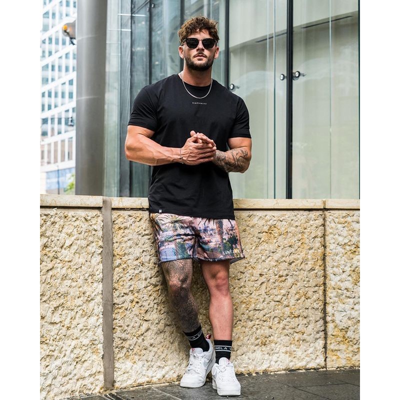 Quần Short Thể Thao Dáng Suông Chất Liệu Mau Khô Năng Động Thời Trang Phong Cách Mỹ