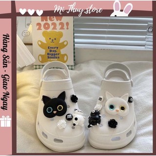 Dép crocs cross đế cao 6 cm tôn dáng mèo mắt 2 màu chính hãng