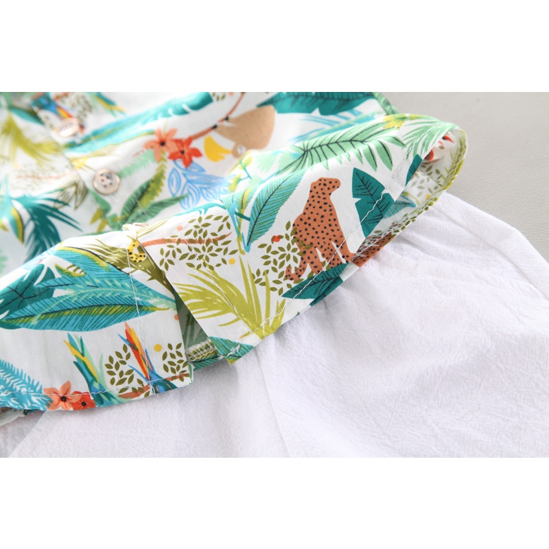 Bộ Áo Thun + Quần Sooc Thời Trang Đi Biển Mùa Hè Cho Bé Trai