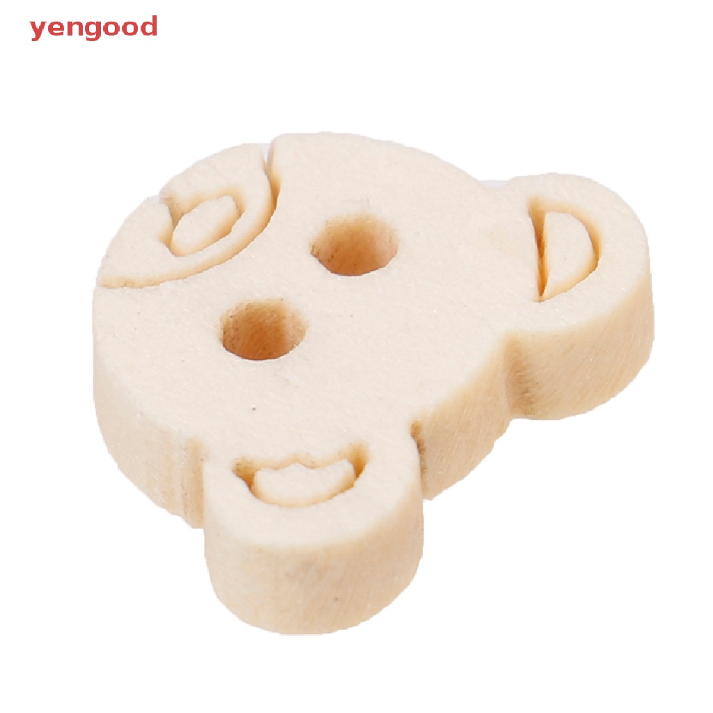 Set 20 Nút Gỗ 2 Lỗ Hình Gấu Bông 13x11mm