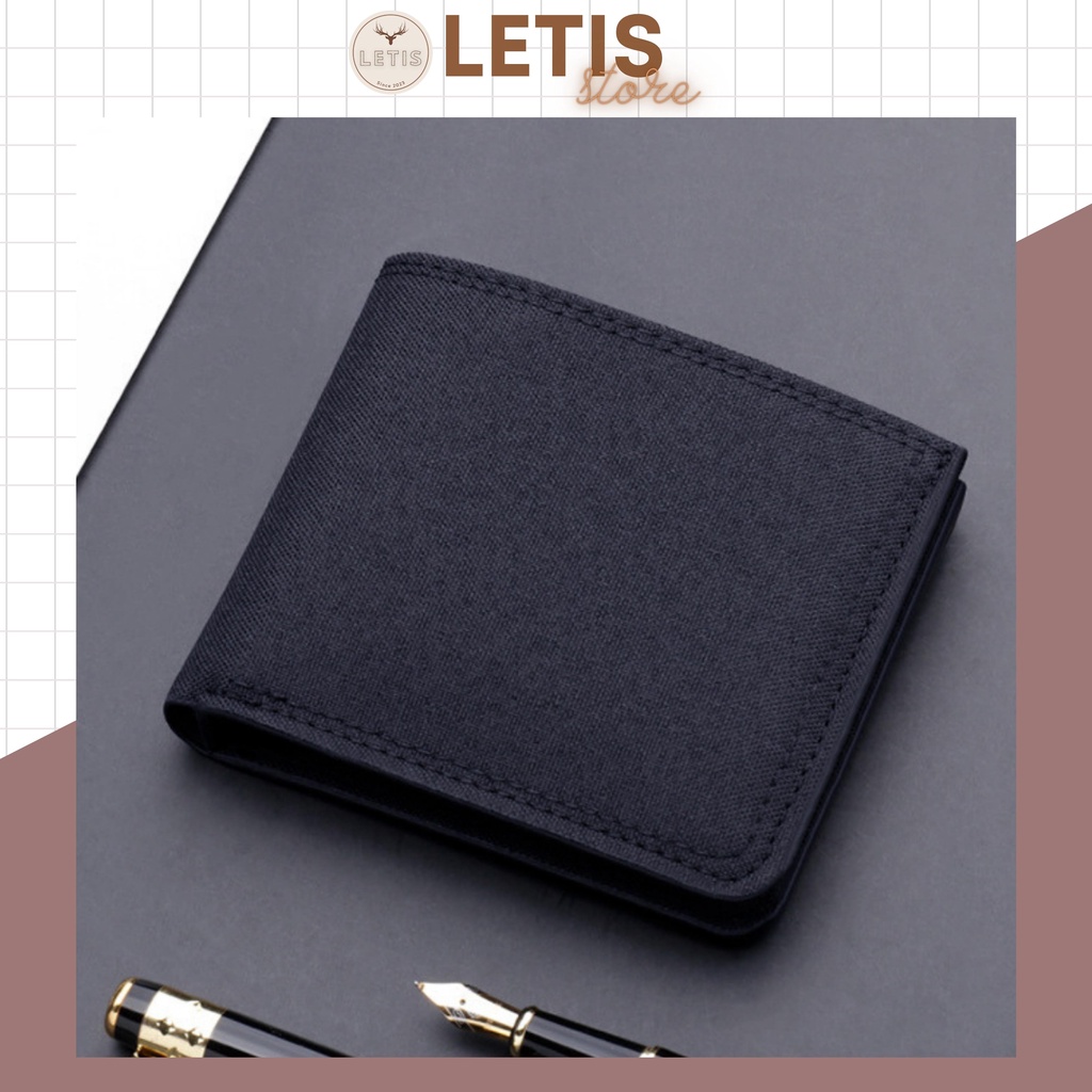 Ví vải canvas dáng ngang LETIS VI10, bóp tiền thẻ nhỏ gọn tiện dụng màu cơ bản đơn giản chất liệu vải cao cấp
