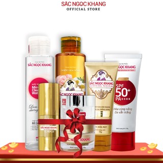Combo Quà Tặng Sắc Ngọc Khang 4 (Bộ Đôi Kem Ngày Đêm_Serum_Tẩy Trang_Nước Hoa Hồng_Sữa Rửa Mặt_Kem Chống nắng)