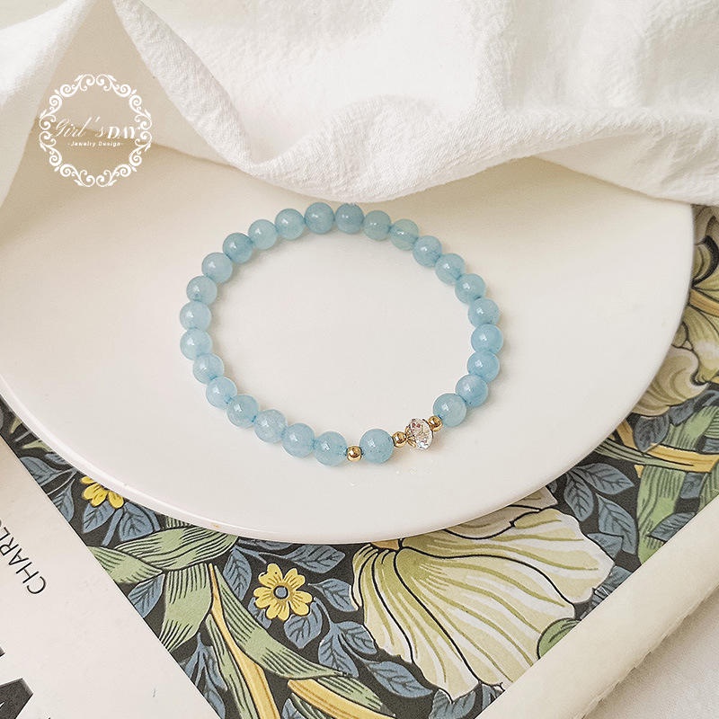 Vòng Tay Pha Lê Aquamarine Chống Vi Khuẩn Phong Cách Đơn Giản Cho Nữ