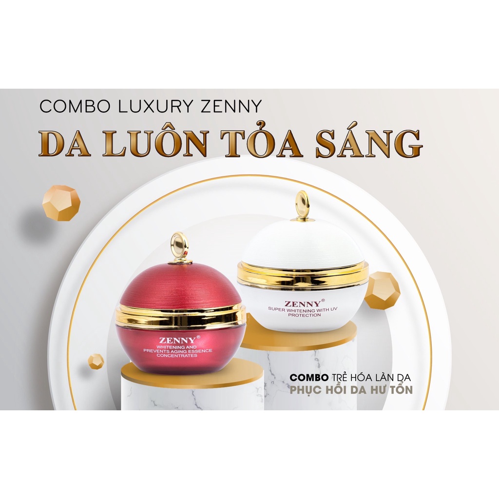 Kem dưỡng trắng da ngày đêm Zenny Luxury, Combo kem dưỡng da ngăn ngừa thâm nám trắng hồng căng bóng