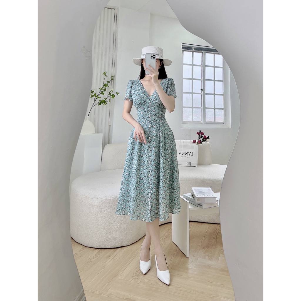 D173 Váy xanh hoa nhí