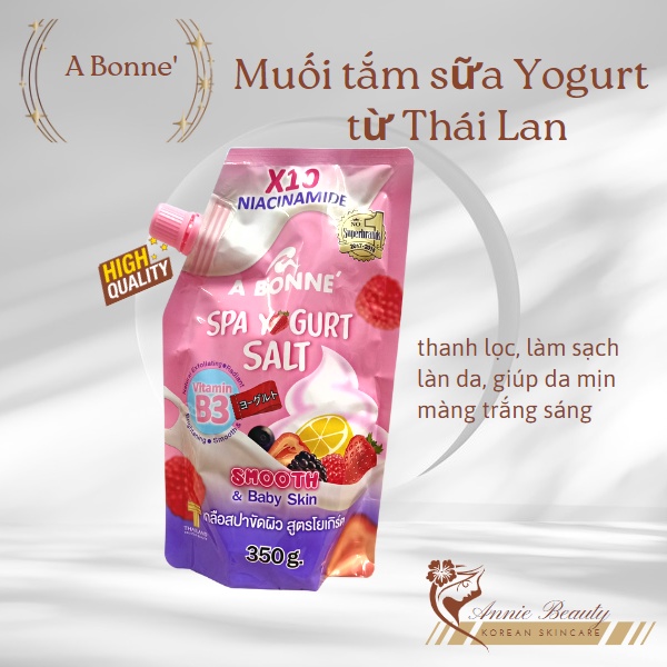 Muối tắm sữa bò A BONNE' loại bỏ tế bào chết, bã nhờn làm sạch da, kích thích tuần hoàn máu, tái tạo da sáng, mịn màng