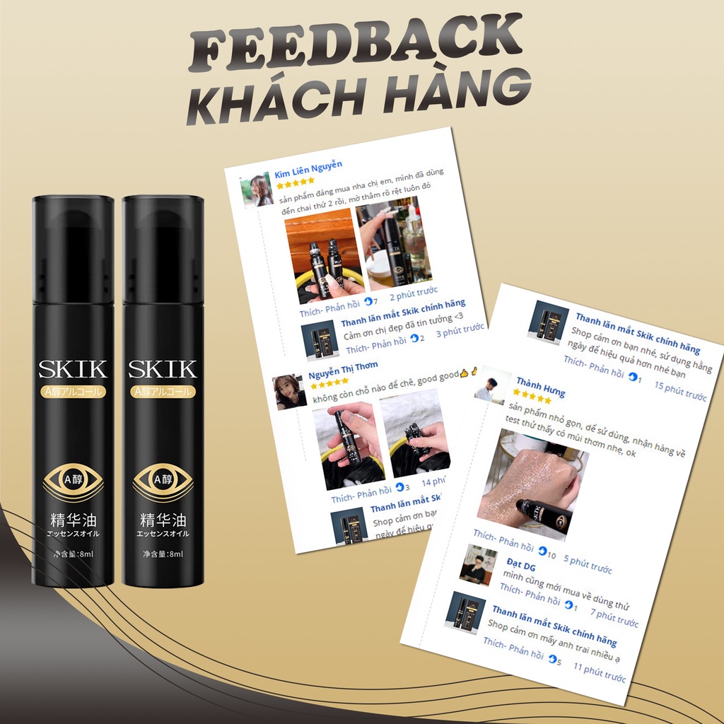 Thanh lăn bọng mắt SKIK - Thanh lăn SKIK hỗ trợ giảm quầng thâm mắt, tan bọng mắt, làm mờ nếp nhăn quanh mắt