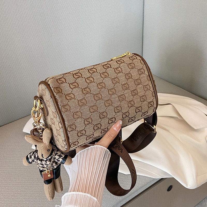 Túi xách nữ ống tròn nữ chất da mix hoạ tiết thời trang đeo vai đeo chéo H71