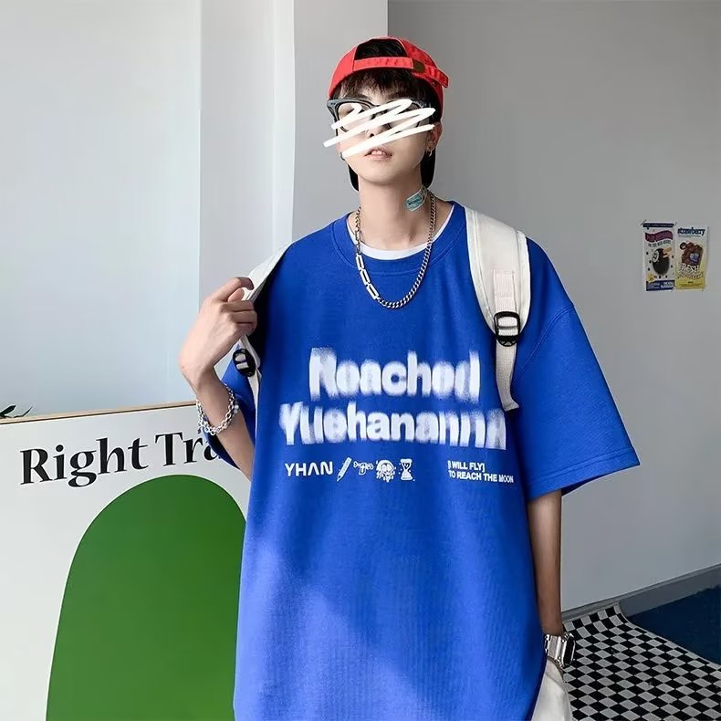 Áo Thun Tay Ngắn Dáng Rộng In Hình Đơn Giản Trẻ Trung Hợp Thời Trang Hè Cho Nam