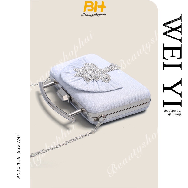 Túi Xách Nữ Đeo Vai Kiểu Xếp Li Chất Liệu Kim Loại Lấp Lánh