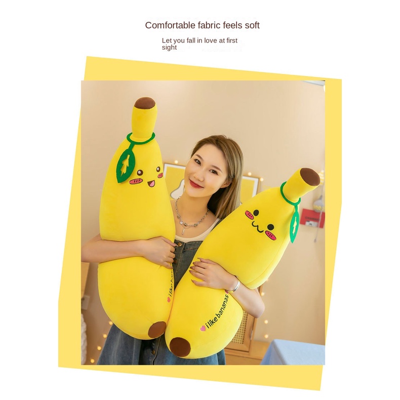 Gối Ngủ Giả Lông Nhung Hình Quả Chuối Dễ Thương Cho Bé Gái