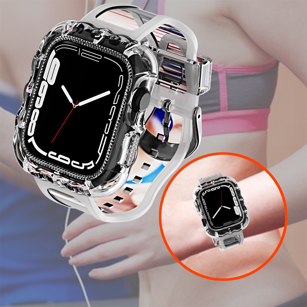 Toàn Bộ Ốp Bảo Vệ Trong Suốt Bằng Cao Su Dành Cho Apple iWatch Series 8 7 6 SE 5 4 3 2 1 41mm 45mm 44mm 42mm 40mm 38mm