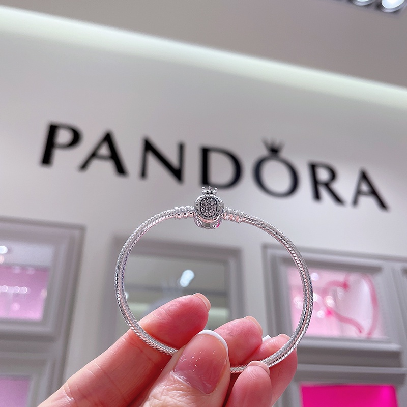 Vòng tay Pandora Moments Crown Clasp Snake Chain Bracelet Fullbox Pan2010