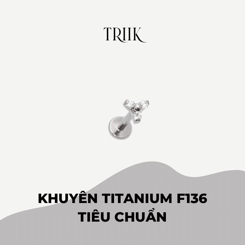 Khuyên tai TITANIUM - Three Dots Crystal F136/ASTM ( giá 1 chiếc )