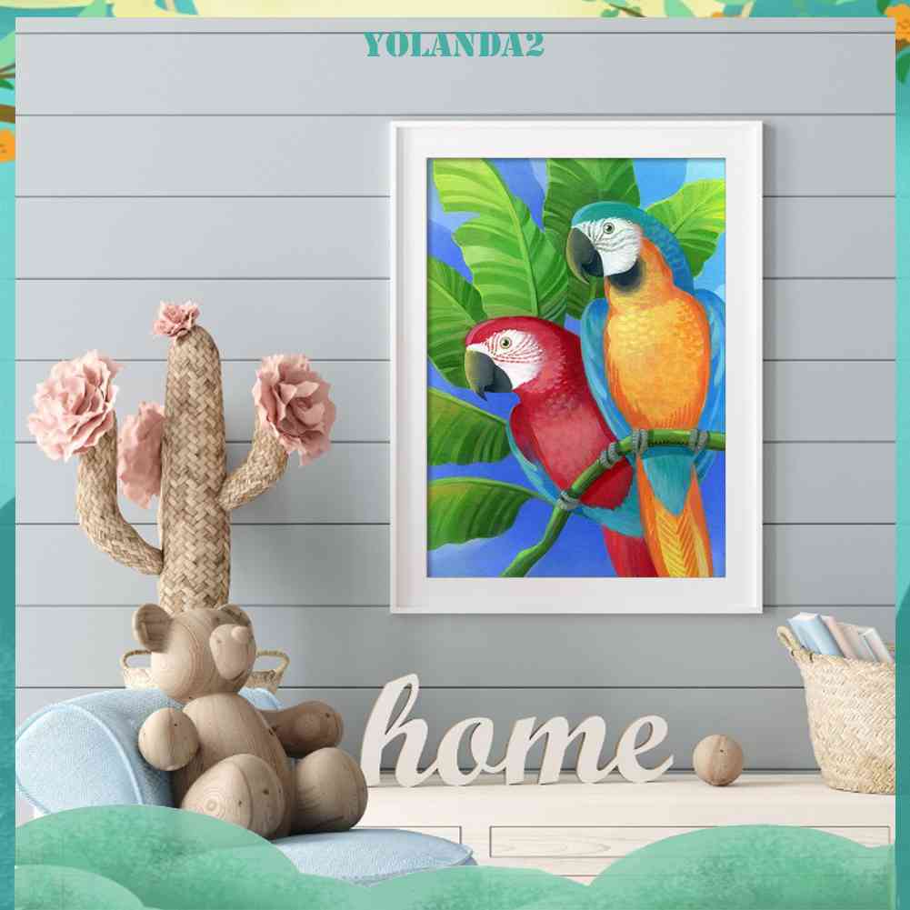 Tranh Đính Đá Kim Cương Toàn Bộ 5D DIY Hình Hai Chú Vẹt