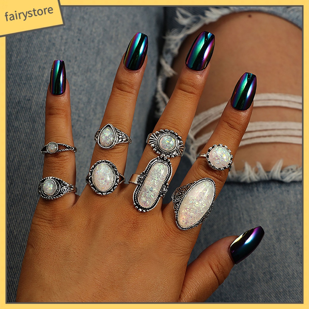 Set 1 / 8 Nhẫn Đeo Khớp Ngón Tay Phong Cách Vintage