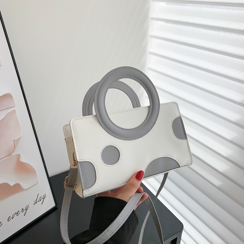 Mischa Túi Xách Đeo Vai Hình Vuông Cỡ Nhỏ Chất Liệu PU Màu Tương Phản Phong Cách Phương Tây Đơn Giản Dễ Phối Đồ