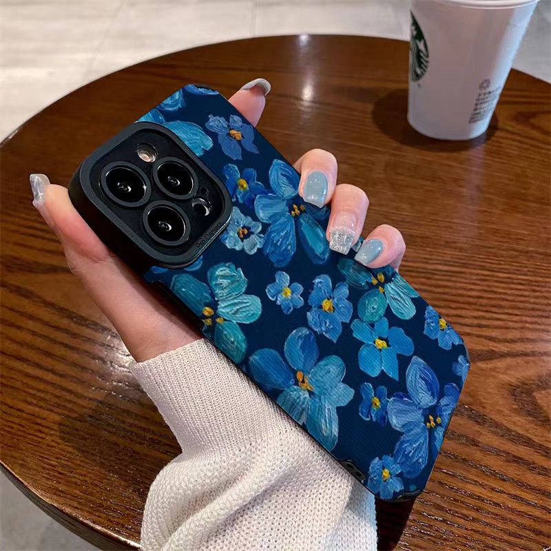 Ốp Điện Thoại Mềm Họa Tiết Hoa Trà Xanh Dương Cho IPhone 6S 7 Plus 8 Plus X XS XR XS Max 11 13 12 14 PRO Max 14 Plus