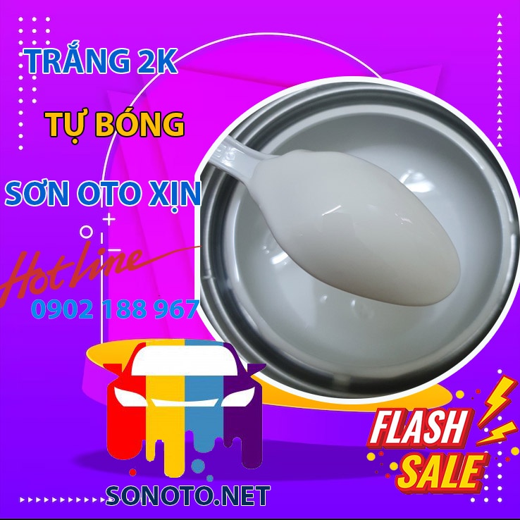 Sơn trắng 2K oto tự bóng đẹp đóng lon 1kg DungPaint