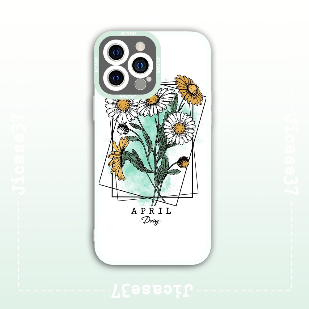 Ốp lưng iphone cạnh vuông Jicase JMcase Hoa Cúc Daisy Flower April Vintage Aesthetic x/xs/11/12/pro/max/plus/promax