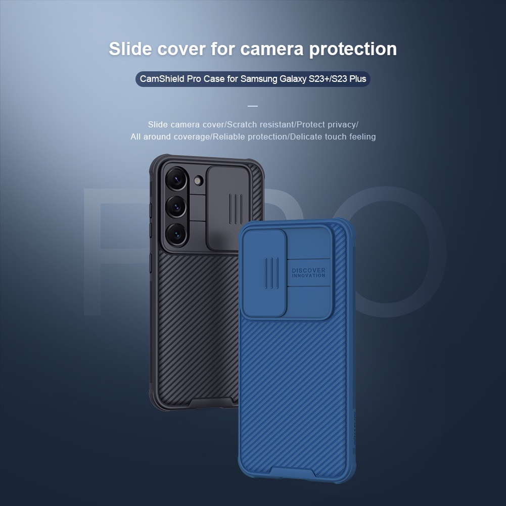 Ốp Điện Thoại Nillkin Bằng TPU + PC Chống Sốc Có Nắp Trượt Bảo Vệ Camera Cho Samsung Galaxy S23 Plus / S23+