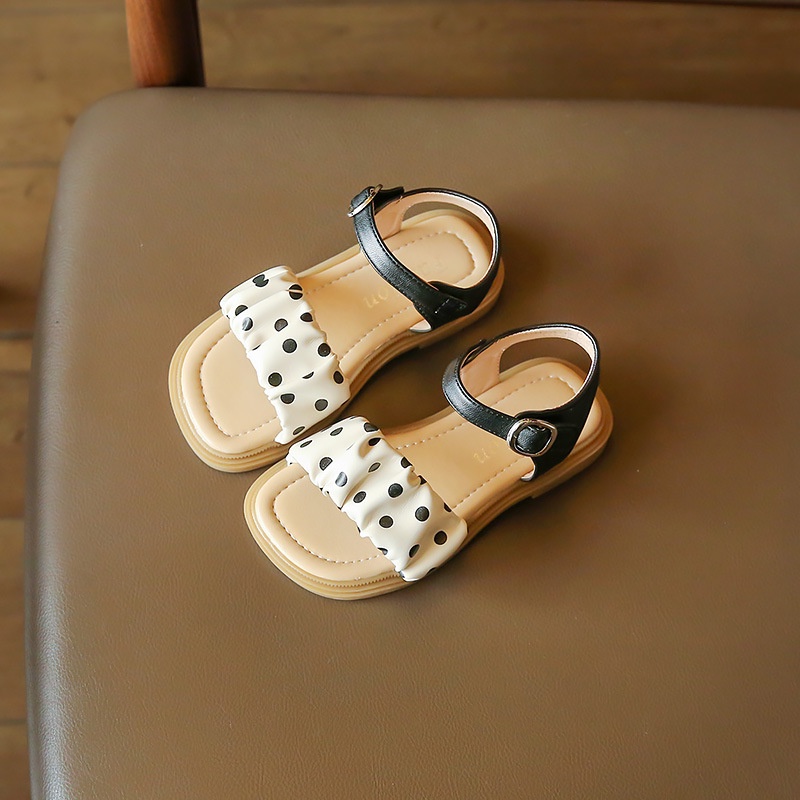 Xăng đan Công Chúa Đế Mềm Chống Trượt Họa Tiết Chấm Bi Cho Bé Gái