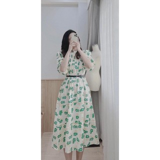 ✨bán sỉ✨đầm ly sọc suông hoa xanh