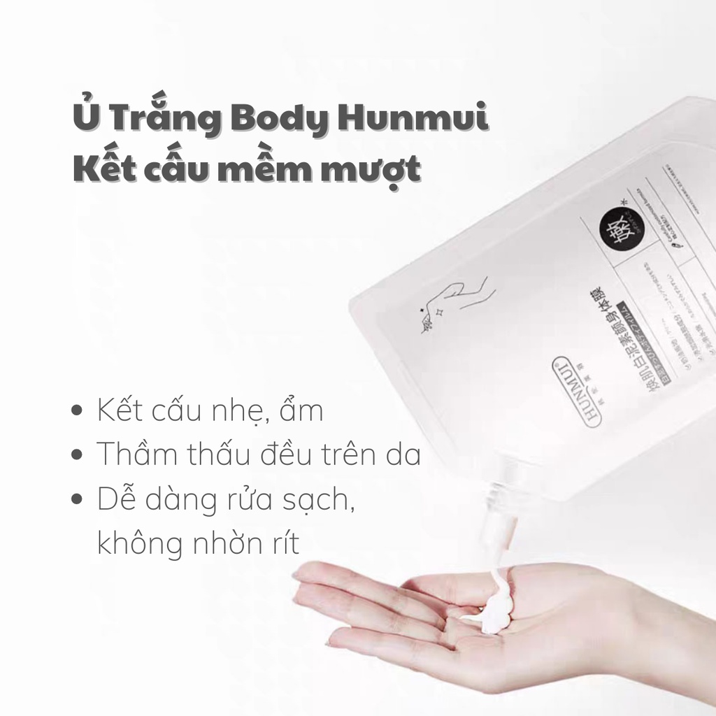 Mặt Nạ Ủ Trắng Toàn Thân Niacinamide Hunmui (300ml) Cho Làn Da Cơ Thể Trắng Sáng Bật Tone, Mịn Màng, Tươi Trẻ