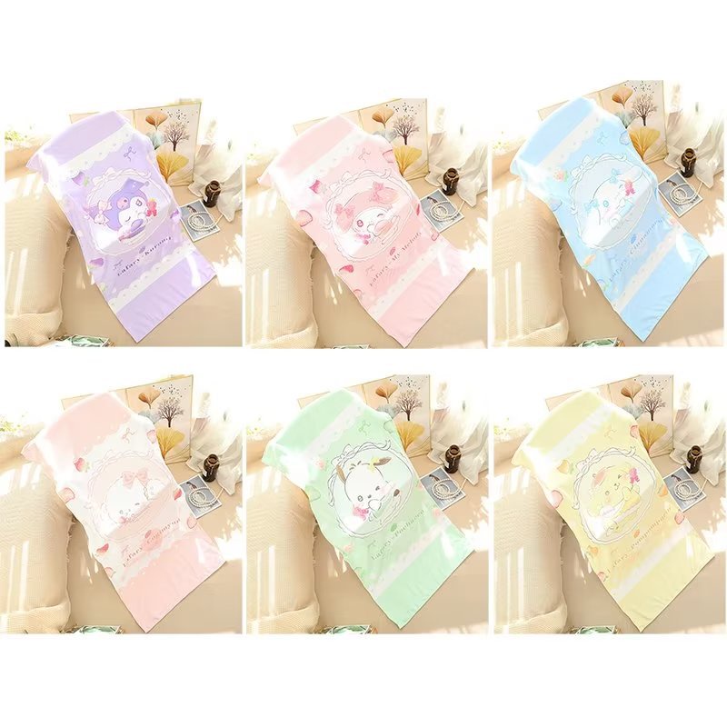 Sam Sanrio Khăn Tắm Cỡ Lớn Nhanh Khô Họa Tiết Dâu Tây Kuromi Melody Purin Cinnamoroll Mùa Hè