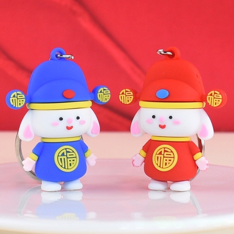Móc Khoá Thỏ Thần Tài Hot Trend Móc Treo Chìa Khoá Silicon Hoạt Hình - Phụ Kiện Balo Túi Xách - Bánh Mì Store