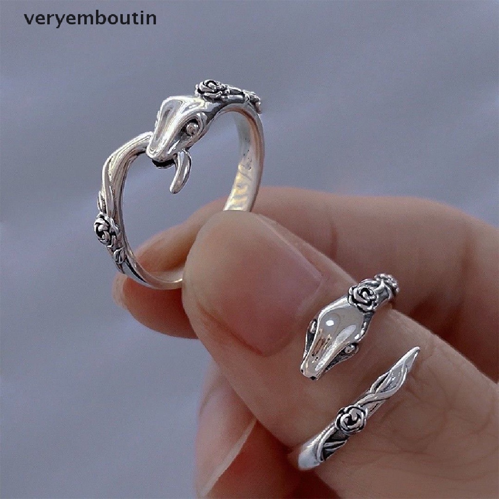 Nhẫn Hình Rắn Màu Sắc Bạc Có Thể Điều Chỉnh Phong Cách Gothic Cổ Điển Cho Nam Và Nữ