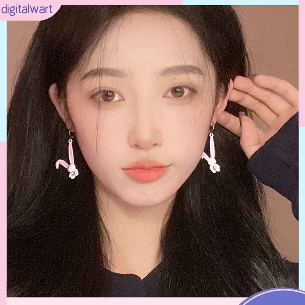 1 Đôi Bông Tai Hình Thỏ Hoạt Hình Đính Đá Ngọt Ngào Phong Cách Hàn Quốc