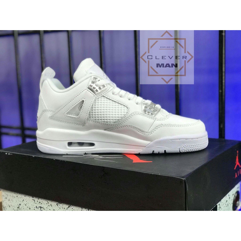 Giày Thể Thao Air Jordan 4 Pure Money Full Trắng Cổ Thấp Cực Phong Cách Cho Cả Nam Và Nữ Clever Man Store