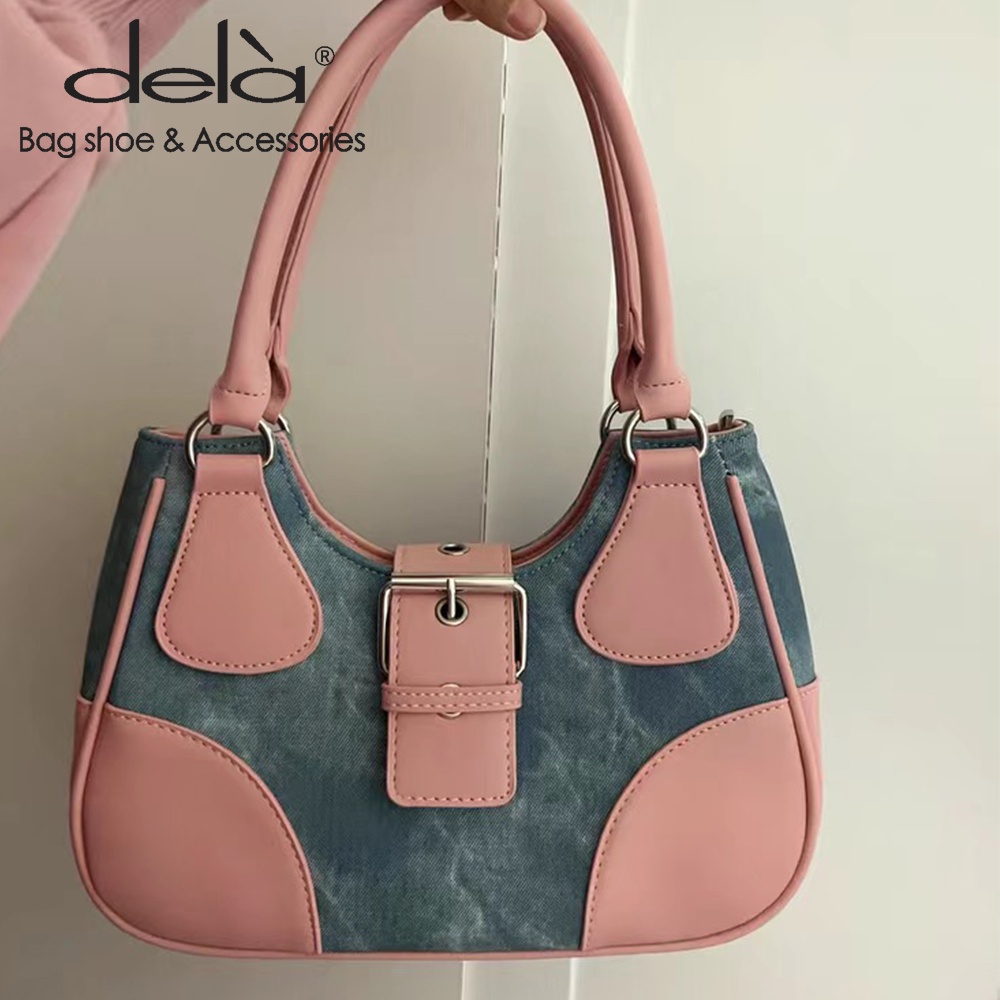 Dela Túi Đeo Chéo Vải canvas Phối Dây Xích Thời Trang Cao Cấp Dành Cho Nữ