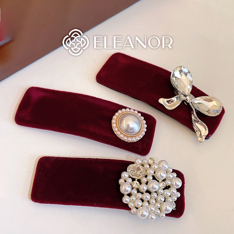Kẹp tóc nữ Eleanor Accessories hình chữ nhật đính đá ngọc trai nhân tạo phụ kiện tóc 5260