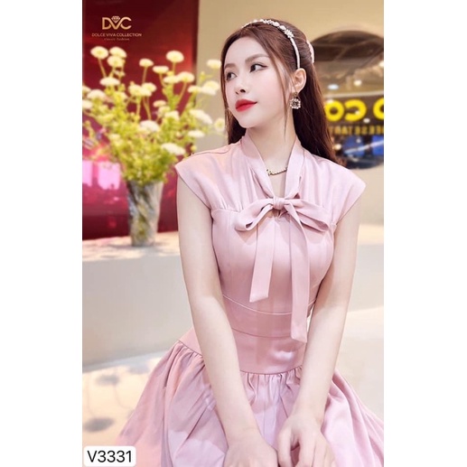 V3331 váy xoè màu hồng