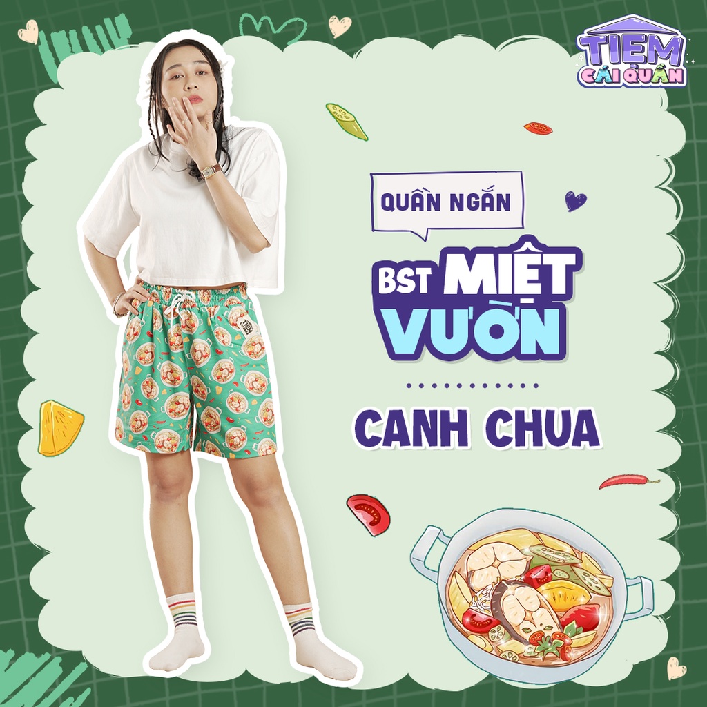 Quần ĐÙI họa tiết CANH CHUA CÁ by Tiệm cái quần