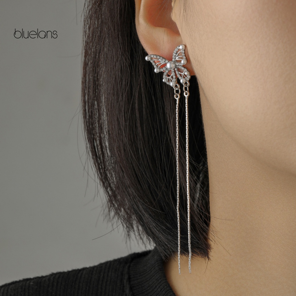 1 Cặp Bông Tai Tua Rua Hình Bướm Lấp Lánh Sang Trọng