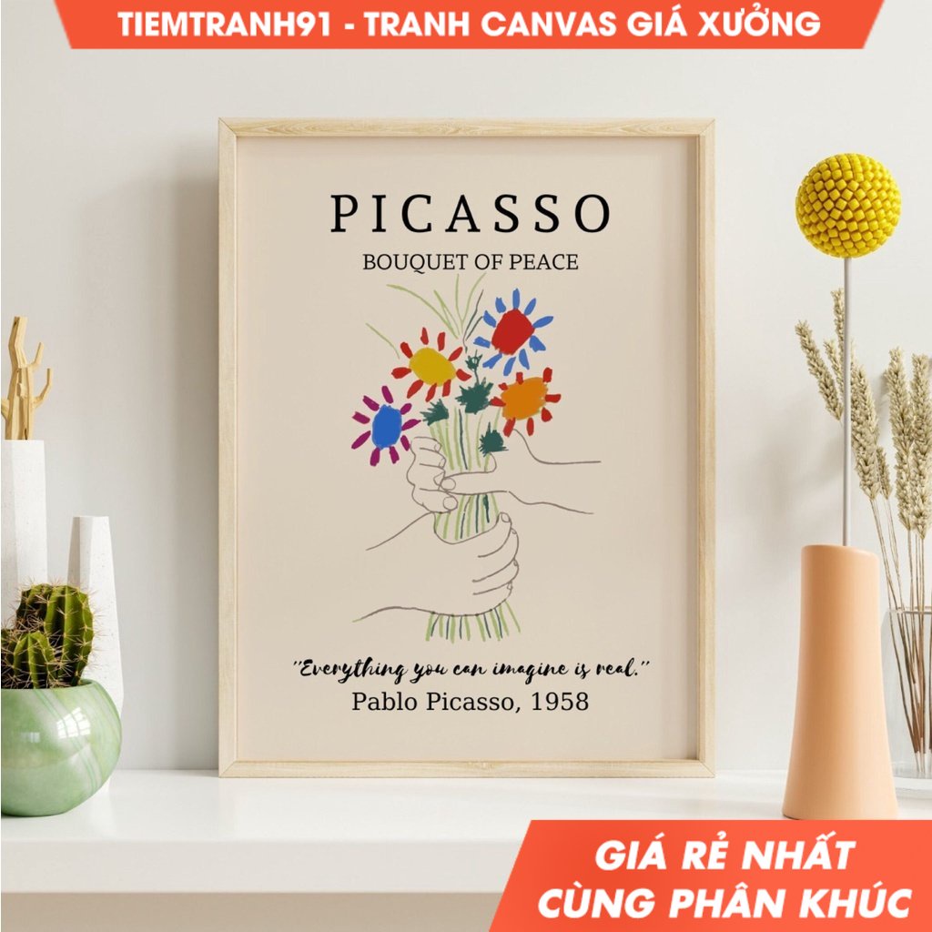 Tranh treo tường Picasso Poster, Picasso Art, Picasso Sketch, Pablo Picasso Bouquet of Peace, Picass