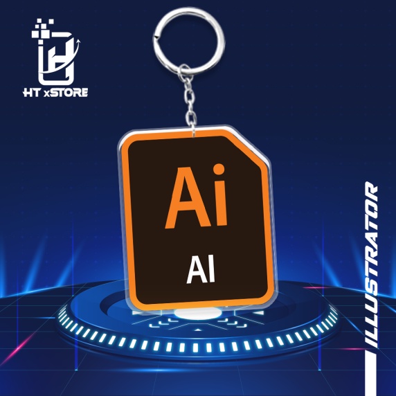 Móc khóa mica logo Adobe Photoshop, Illustrator, Indesign, After Effects, Premiere Pro, móc khóa cho designer