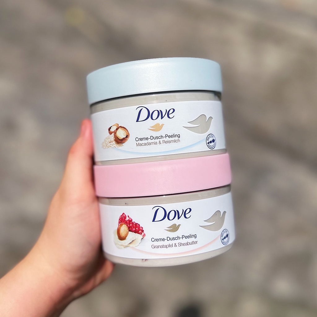 Tẩy da chết Dove Exfoliating Body Polish tinh chất Hạt Lựu và Bơ Shea 225g