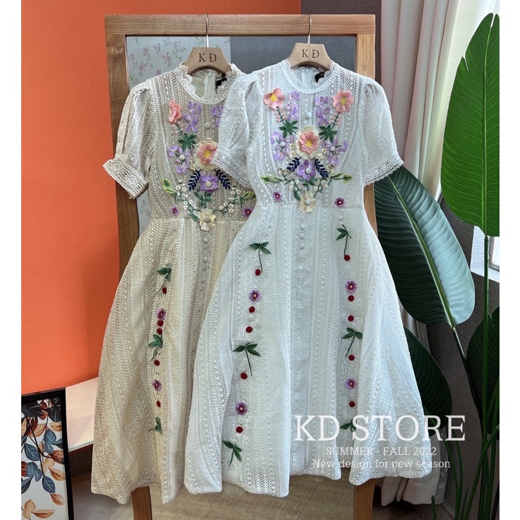 ĐẦM REN XOÈ THÊU HOA TIỂU THƯ ĐI TIỆC SIÊU XINH