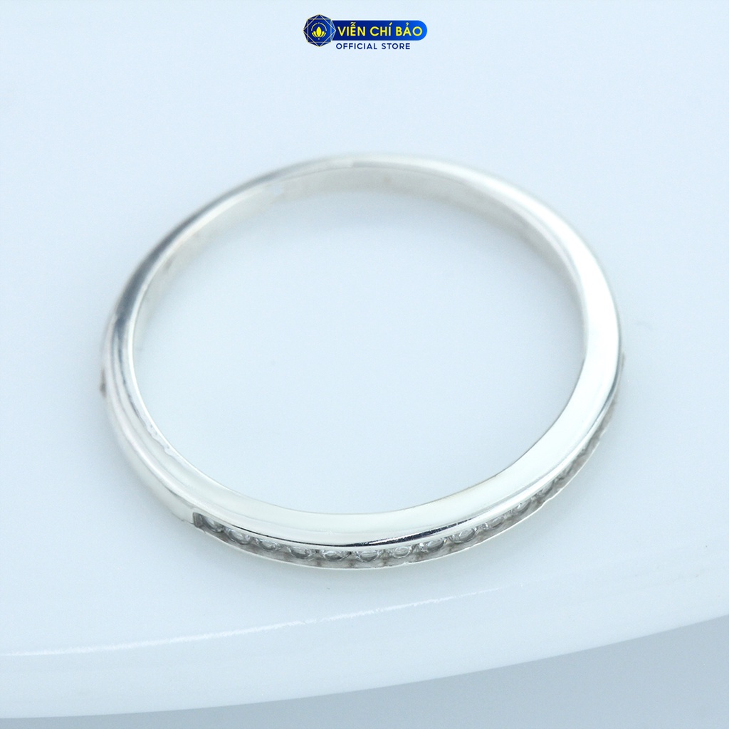 Nhẫn bạc nữ một hàng đá chất liệu bạc 925 thời trang phụ kiện trang sức nữ Viễn Chí Bảo N400347
